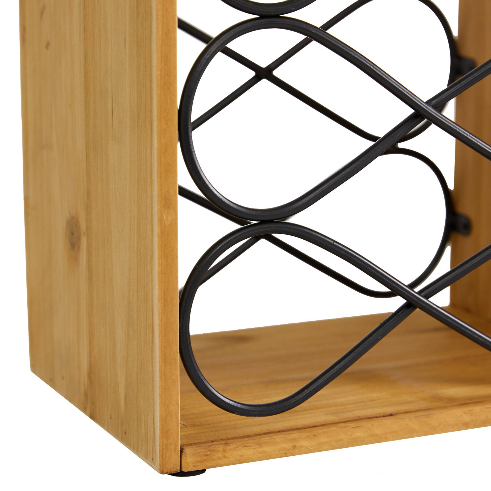 15" Brown Wood Rustic Wine Holder